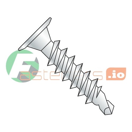 Newport Fasteners Self-Drilling Screw, #12 x 1 in, Zinc Plated Steel Wafer Head Phillips Drive, 3000 PK 973202